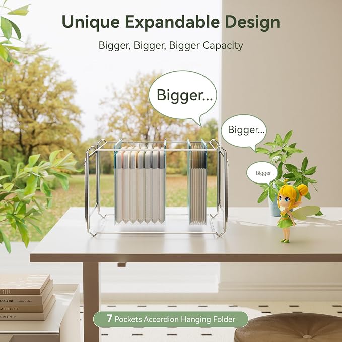 EcoStash Wheat Straw Hanging File Folders,7-Pocket Accordion Organizer | Large Capacity, Letter Size for Filing Cabinet, 100% BPA Free, Return to Nature, Healthy Living-Pink - Image 5