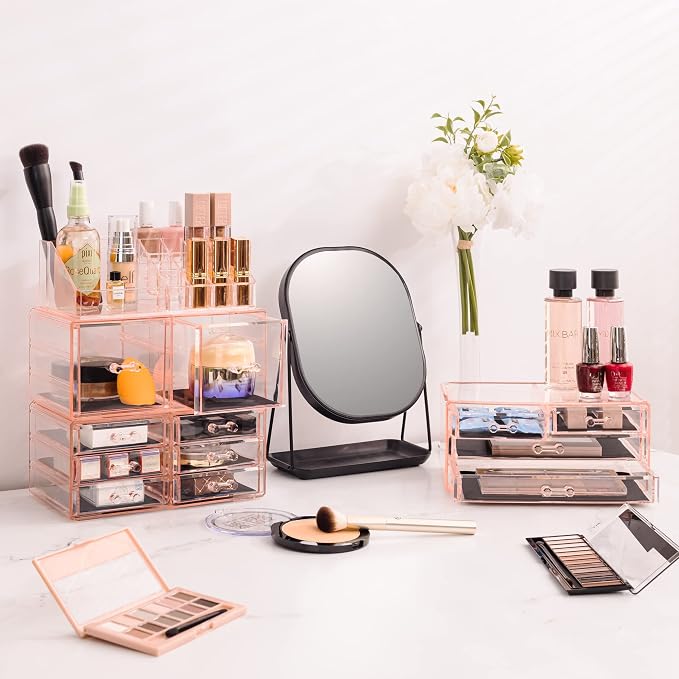 Sorbus Large Makeup Organizer - Clear Stackable Jewelry & Makeup Organizer For Vanity, Bathroom Storage, Dresser - 12 Drawers Cosmetic Beauty Organizers and Storage with Lipstick, Makeup Brush Holder - Image 7