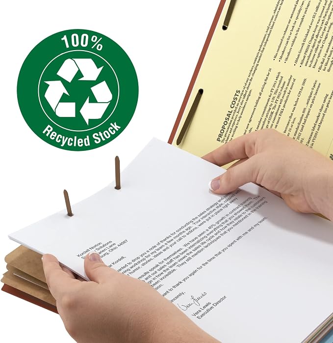 Smead 100% Recycled Pressboard Classification File Folder, 3 Dividers, 3" Expansion, Letter Size, Red, 10 per Box (14099) - Image 4