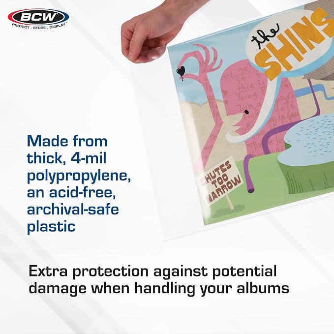 BCW 4 Mil Record Sleeves (12 Inch) - 100 ct | Clear Polypropylene Vinyl Album Protectors for 33 1/3 RPM | Archival Quality, Acid-Free | Premium Outer Sleeves for Storage of Your Vinyl Collection - Image 5