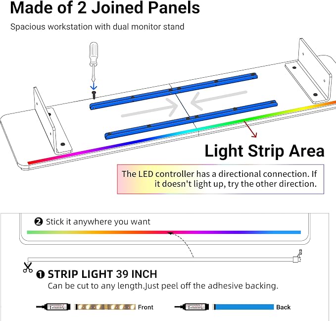 AFOOYO Monitor Stand Riser,31.5-Inch LED Light Wood Computer Monitor Stand with Adjustable Acrylic Legs,Desk Accessories Desktop Organizer Stand for, Computer,Laptop,Printer,PC TV Screen Riser,White - Image 6