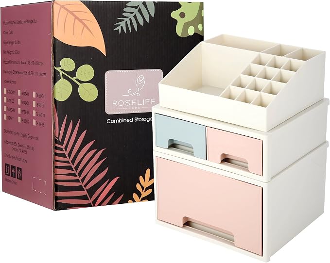 Stationery Organizer Box, Makeup Organizer Set, Pen/Pencil, Remote Control, Office Supplies, Business Card Holder, Free Combination, [TAF-03] w/ 3 Drawers + 16 Slots - Image 6