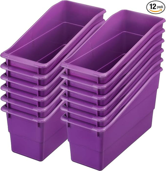 Really Good Stuff Durable Book & Binder Holders, 12-Pack, Purple | 5.5" x 12.5" x 7.5", Classroom Organization, Storage Solution, Sturdy & Versatile by ReallyGoodStuff