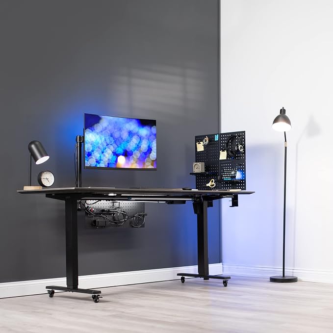 VIVO Black Clamp-on 20 x 24 inch Desk Pegboard, PP-DK24B | Steel Privacy Panel, Magnetic Peg Board, Office Accessory Organizer, Above or Under Desk Placement - Image 9