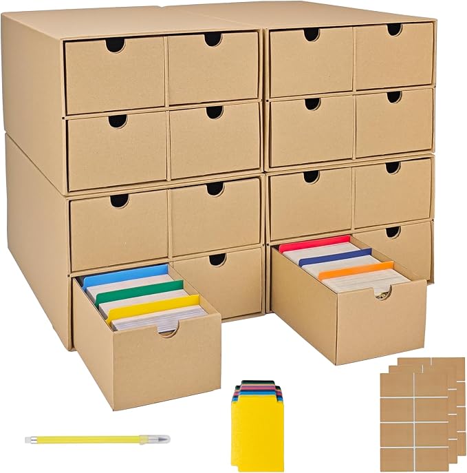 4 Sets Trading Card Storage Boxes, Includes 16-750 CT Boxes & 64 Dividers, 12000+ Trading Cards Organizer for Collectible Card Games, Sports Cards, TCG, with Labels & Pen by Unknown