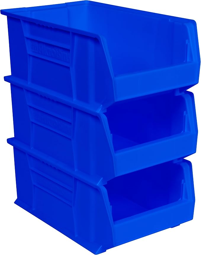 Akro-Mils 30281 Super-Size AkroBins Plastic Storage Bins, Space-Saving Stackable Bins for Garage, Classroom, Warehouse Organization, 20" L x 12" W x 8" H, Blue, 3-Pack - Image 7