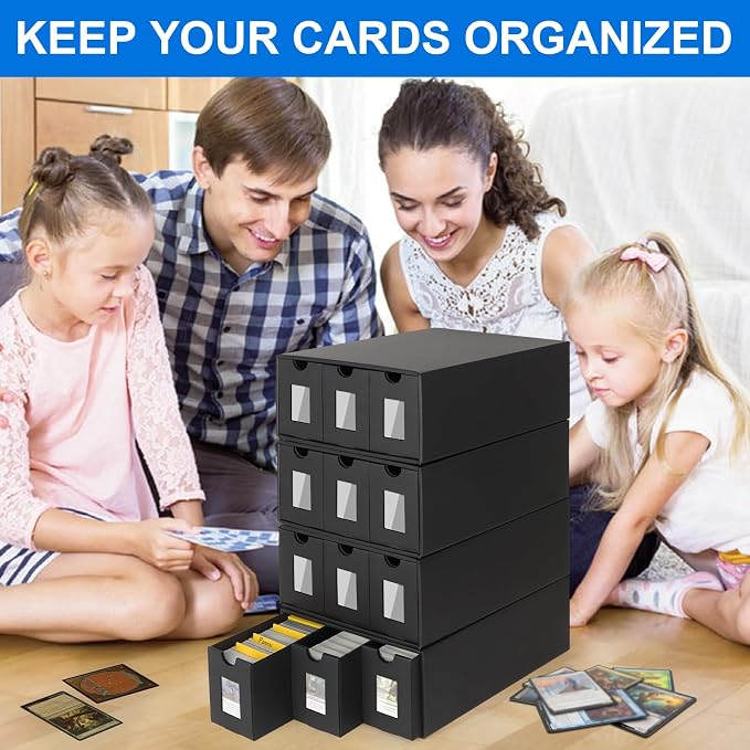 Trading Card Storage Box for 12000+, Card Deck Box for MTG Commander Display, Card Organizer Box with 48 Card Dividers, Labels & Tapes, Compatible with TCG, PTCG, MTG and Sport Cards - Image 8