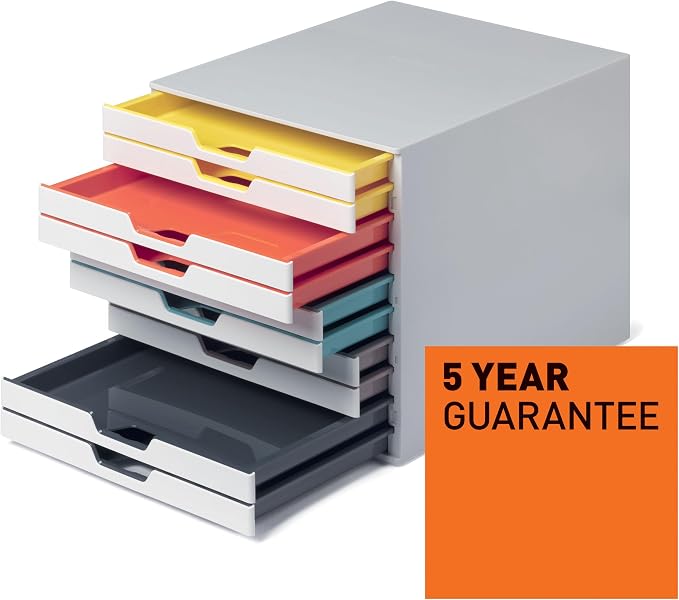 Durable VARICOLOR 10 Drawer Unit - White Desktop Drawer Set with 10 Color Coded Draws - Letter Size Files - Perfect for Storing Documents and Paper Work - Image 8