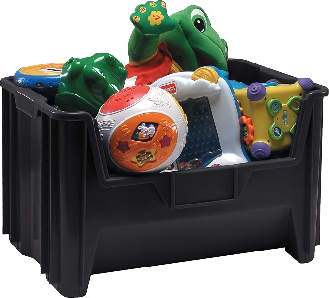 HE HUDSON EXCHANGE 20" x 15" x 12.5" (3 Pack) Plastic Giant Stackable Hopper Bin, Black - Image 3