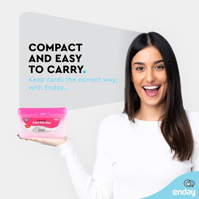 Enday Index Card Box Pink 3x5 Index Card Holder, Index Card Organizer, Flash Card Holder, Holds 250 Cards. (36 PC) - Image 2