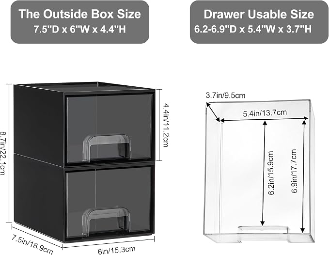 Vtopmart Black Small Stackable Storage Drawers for Cologne Organizer | Plastic Containers for Vanity, Dresser, Office Desk,Bathroom Countertop Organization, Ideal for Men's Room Decor - Image 3