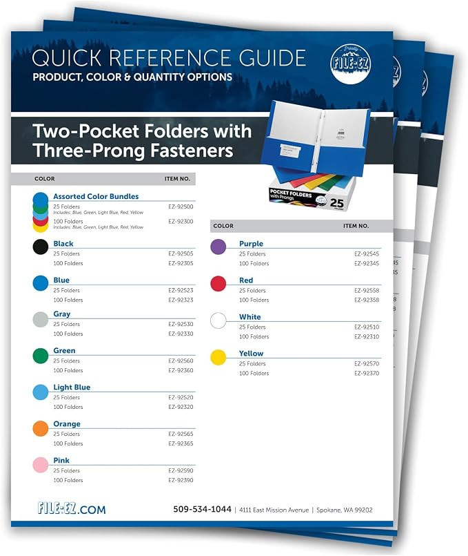 FILE-EZ Two-Pocket Folders with 3-Prong Fasteners, Blue Color, 25-Pack, Durable Textured Paper, Matte Finish, Letter Sheet Size (EZ-92523) - Image 6