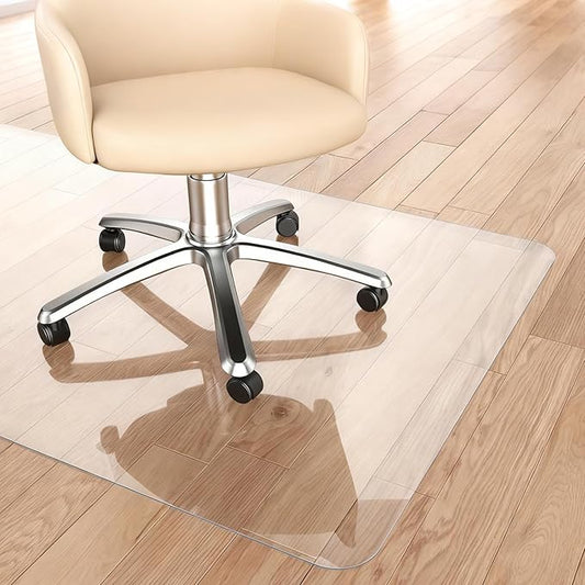 AHWEKR Office Chair Mat for Hardwood Floor,36in x 39in Hard Floor Chair Mats Under Computer Desk, Easy Glide for Rolling Chairs,Clear 1mm Thickness