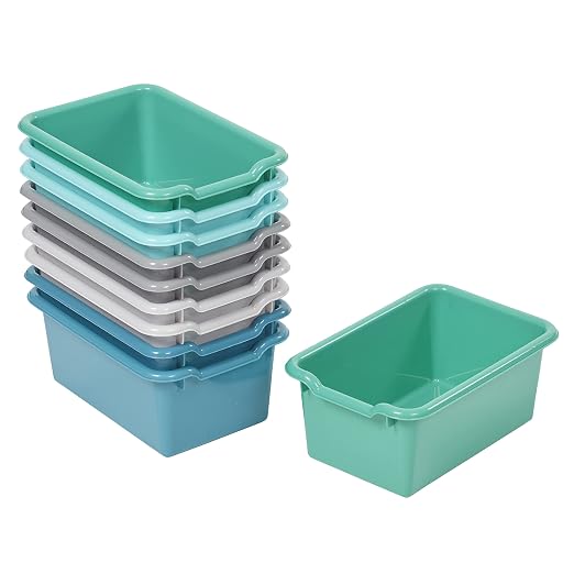 ECR4Kids Scoop Front Storage Bins, Multipurpose Organization, Contemporary, 10-Piece by ECR4Kids