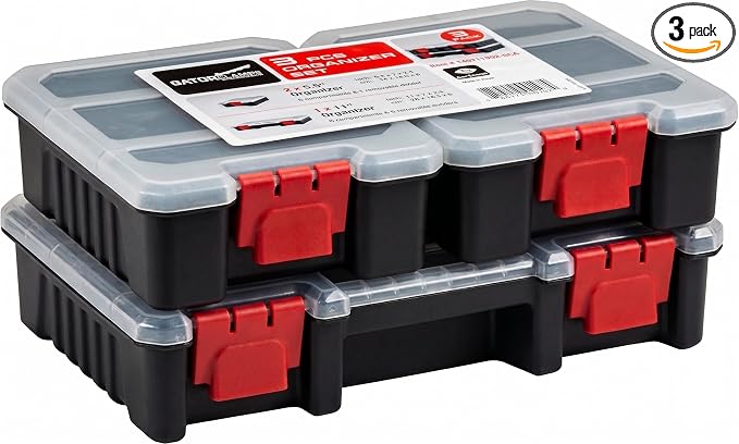 3-Pack Organizer Set – Small Parts Storage Boxes with Removable Dividers – 1 Medium & 2 Mini Hardware Cases for Screws, Bolts, Crafts – Durable Nylon Toolbox for Garage or Travel Use by GatorClamps