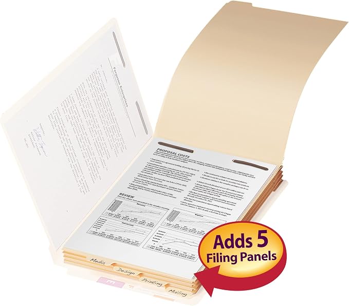 Smead Stackable Folder Divider with Fastener, Bottom 1/5-Cut Tab, Legal Size, Manila, 50 per Box (35650) - Image 2