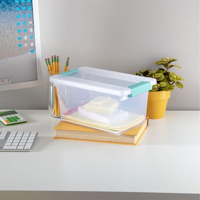 Sterilite 12-Pack Clip Box, Stackable Clear Plastic Bins with Latching Lids, Medium - Writing, Arts or Crafts Supplies Storage Containers for Home, Office, Classroom and Workshop Organization - Image 4