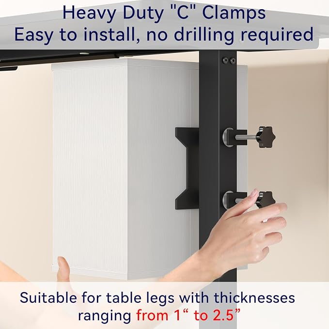 IBUYKE Under Desk Storage Cabinet Clamp on Desk Legs Shelf UTMZ012W | Adjustable Shelf, for Standing Desks Shelf, for Office,Elevating Your Workspace - Image 5