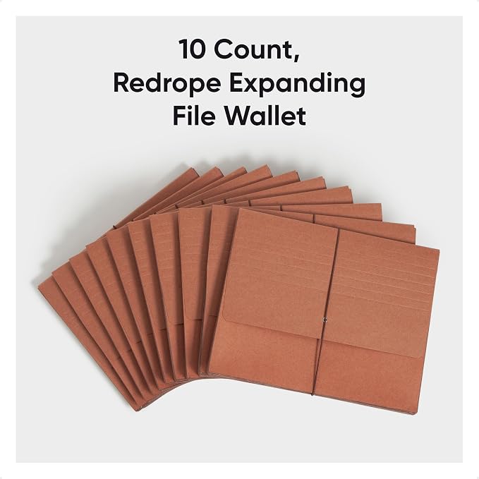 Smead Redrope Expanding File Wallet, Expanding File Organizer, Accordion Folder for Documents, Flap/Cord Closure, 5-1/4" Expansion, Tear-Resistant, Letter Size, 10 per Box (71109) (Pack of 4) - Image 2