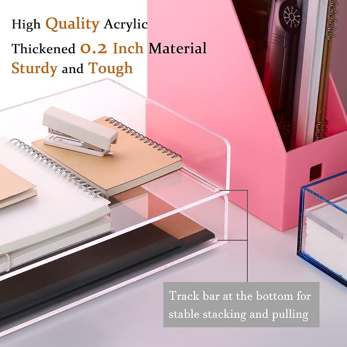 Paper Tray Organizer Clear Acrylic Desk Organizers and AccessoriesOffice Supplies Organization Stackable File Holder-Art Storage for School Classroom Workspace Letter Tray-2 Pack/2 Tier… - Image 5