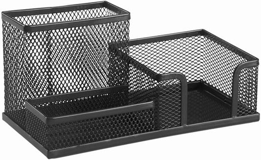 D.RECT KOMO 3-Compartment Metal Mesh Desk Organizer - Multifunctional Pen & Office Supply Holder - Compact & Durable, Black by Unknown
