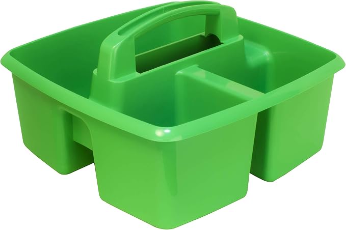 Storex 3-Compartment Small Caddy – Multipurpose Classroom Organizer with Handle, Green, 5-Pack (00951U06C) - Image 3