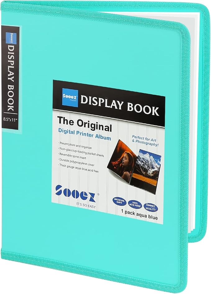 Sooez 30-Pocket Binder with Plastic Sleeves 8.5x11,Heavy Duty Art Portfolio | Folder with Clear Sheet Protectors, Display 60 Pages, Presentation Book for Artwork, Document Organizer Binder by Sooez