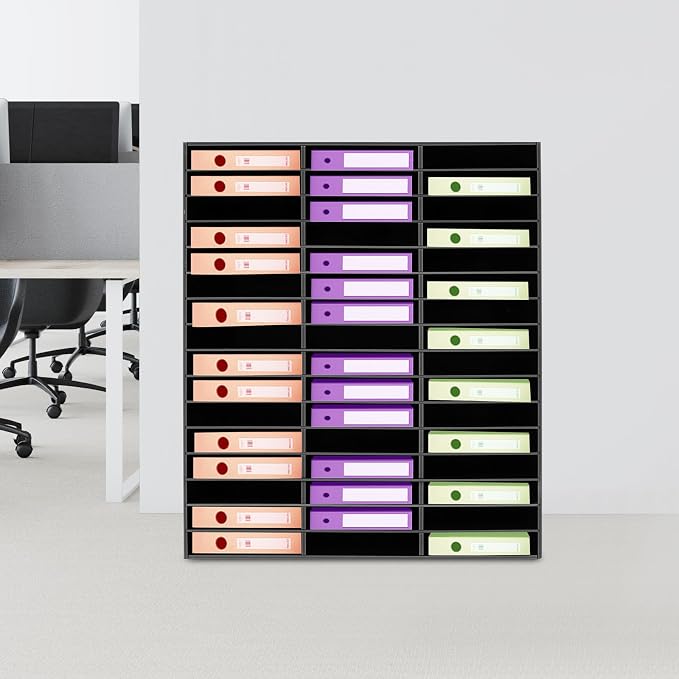 Literature Organizer,Desktop File Sorter Mail Center,Paper Storage Cabinet with 48 Slots Compartments,Suitable for Home School Office (48 Slots Black) - Image 4