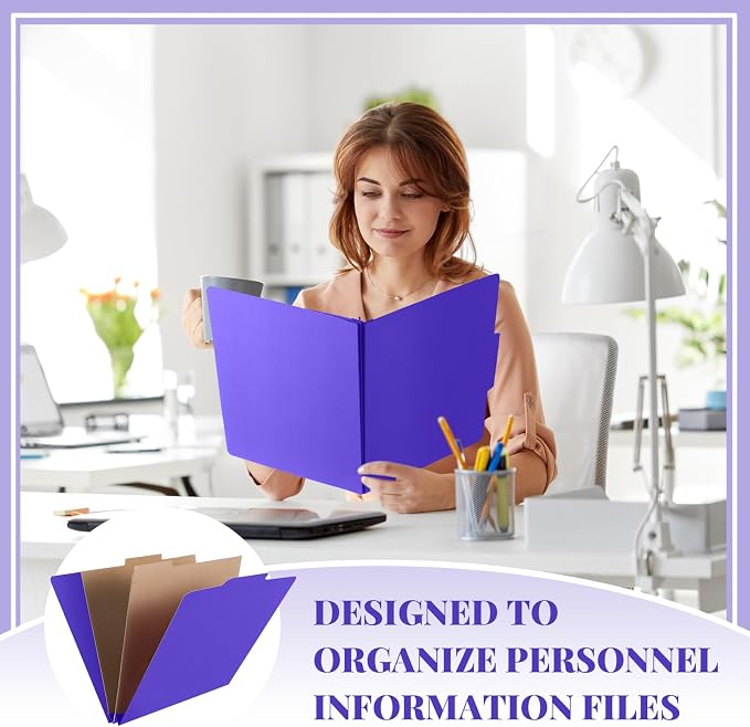24 Pcs Skyygemm Classification Folder Letter Size, 2 Pocket File,Purple | Back to School Supplies, File Organizer with Fastener, Expanding File Organizer Bulk for Office Employee, Staff, Teacher - Image 6