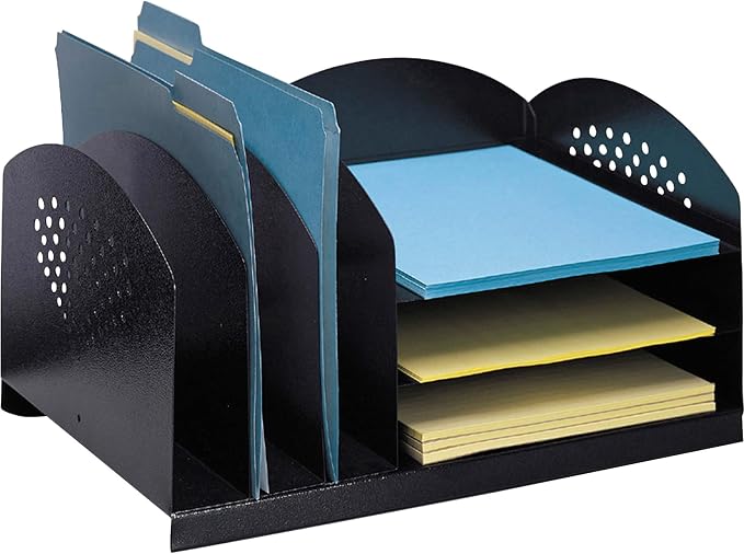 Safco Products 3167BL Steel Desk Combination Organizer Rack with 3 Vertical, 3 Horizontal Sections, Black by SafcoProducts