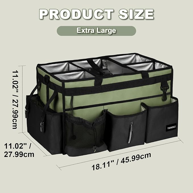 Extra Large Cleaning Caddy Bag with Built-In Support Board, Cleaning Tote Organizer with Removable Divider, Supply Carryall with Adjustable Shoulder Strap and Waist Belt for Cleaners & Housekeeper - Image 6