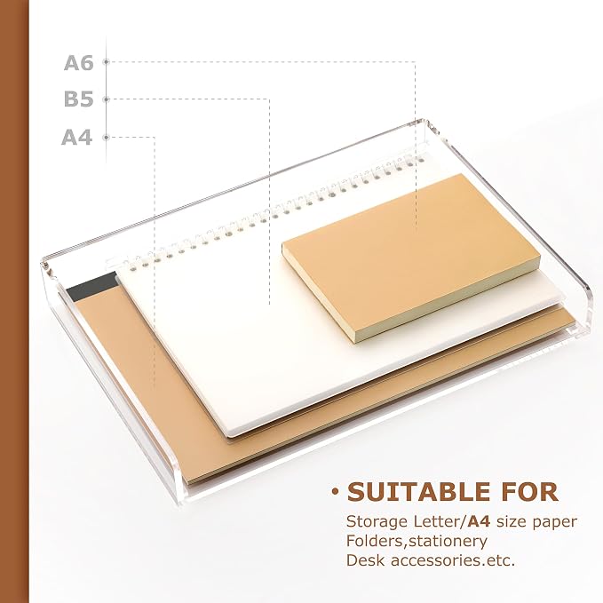 2 Pack- Stackable Paper Letter Tray, A4 File Tray Desk Organizer, Acrylic | Desk Organizers and Accessories Sorter ,Clear Workspace Office Supplies Organizers,12.4inx8.86inx3.46in - Image 4