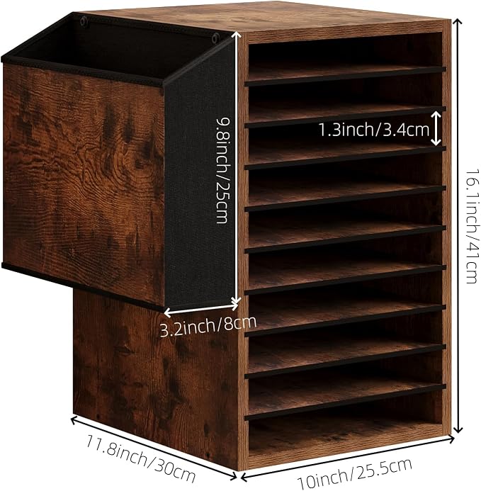Unionly 10Tier Adjustable Mail Sorter,Wood Paper Organizer for Class,Office | Office Mailbox with name slot,Literature Organizer with side pocket,Wooden File Storage Organizer for school,classroom,office - Image 6
