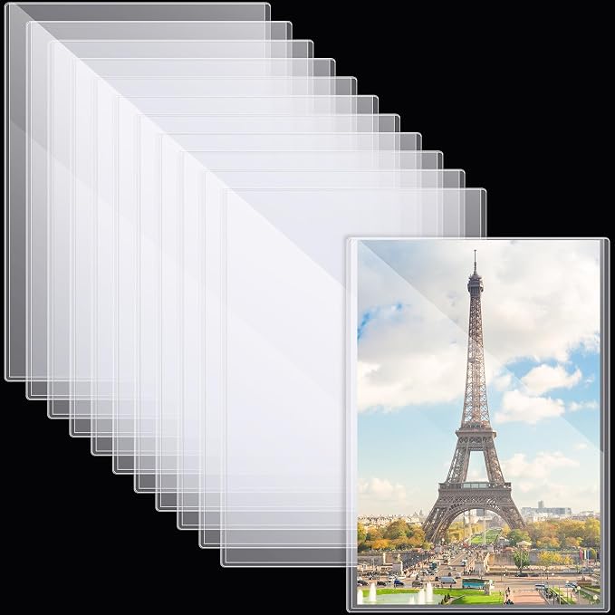 12 Pcs Poster Protector Sleeves 16 x 20 Inch, Clear Plastic Poster Sleeves Frame, Waterproof Rigid Print Sheet Protectors for Art Portfolio Storage, Wall Display, Magazines, Photos, Papers by Henoyso