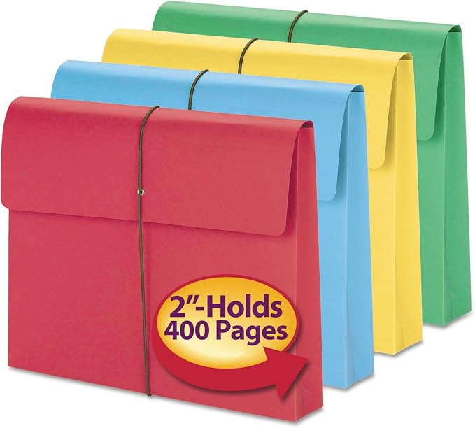 Smead Colored Expanding File Wallet with Flap and Cord Closure, 2" Expansion, Letter Size, Assorted Colors, 50 per Box (77251) - Image 4
