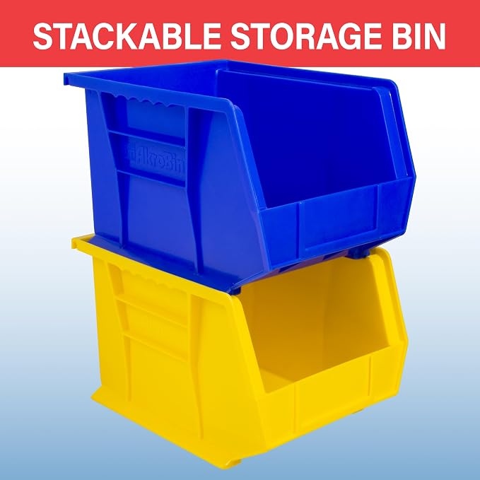 Akro-Mils 30239 AkroBins Plastic Storage Bins, 11"x8"x7", Stone, 6-Pack | Space-Saving Stackable Bins for Garage, Pantry, Craft Organization - Image 4
