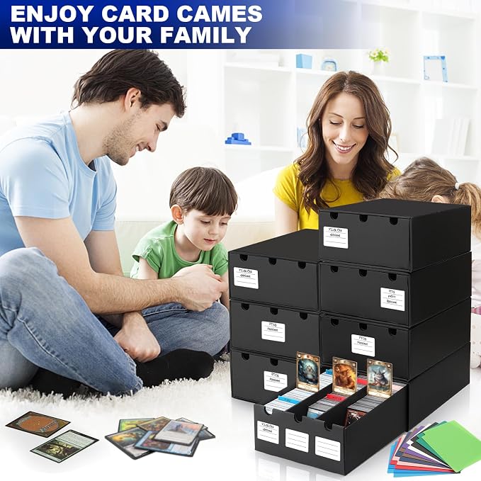 AOBOPLE Trading Card Storage Box,21000+ Cardboard Sports Card Boxes | Bulk Card Boxes with 72 Card Dividers,Labels +Tape,Stackable,Card Organizer for MTG TCG PTCG Sport Cards - Image 7