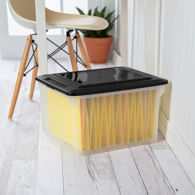Sterilite File Box Tote with Lids for Letter and Legal Folders, 8-Pack | Stackable Plastic Document Storage and Paper Organizer for Home, Office, Desk, and Dorm Organization - Image 5