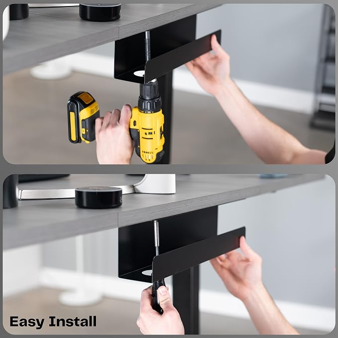 VIVO Under Desk 17 inch Cable Management Trays, Power Strip Holders, Cord Organizers, Wire Tamers for Office and Home, Black, 2 Pack, DESK-AC06-2C | Set of 2, Low Profile Power Strip Holder, Cord Organizer, Wire Tamer Steel Cable Rack for Office and Ho... - Image 8