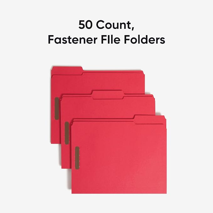Smead Fastener File Folders, Reinforced 1/3-Cut Tabs, 2 Fasteners, Letter Size, Red, 50 per Box (12740) - Image 4