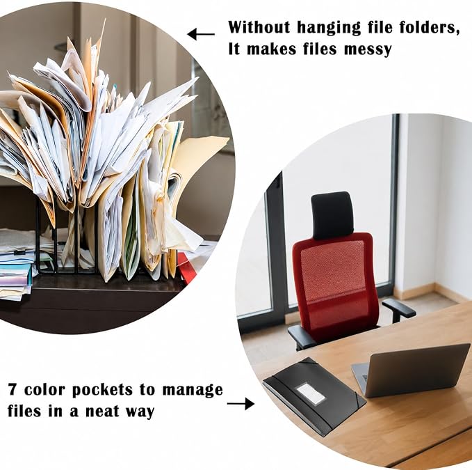 7-Pockets Hanging File Folder with Retractable Hooks for Filing Cabinet, 2 in 1 Expandable Accordion File Organizer with Elastic Band for File Frame or On-The-Go Use (1 Pcs) - Image 6