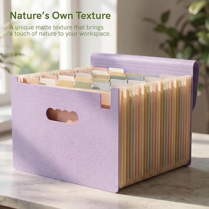 ABC life 26 Pockets Accordion File Organizer, Dusty Lavender | Expanding File Folder for Letter/A4 Size, Portable Document Holder with A-Z Tabs for Tax Receipt, School, Home, Office - Image 3