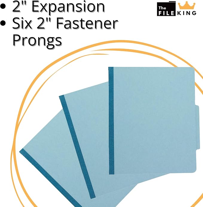 The File King Classification Folders 2 Dividers Letter Size - Pale Blue, 10 Pack | Pressboard Classification Folder | 2-Inch Expansion | Made in USA | Medical File Folders with Dividers and Prongs - Image 4