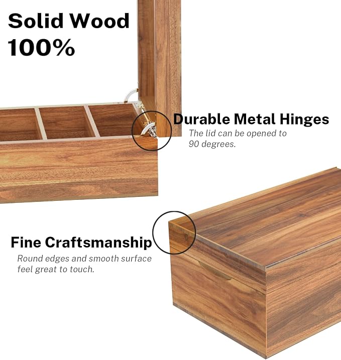 Neando 3x5 Index Card Organizer Box with Lid – Acacia Wood Note Card Holder with 200 Cards & 20 Dividers, Holds 600 Cards, 4 Compartments, Magnetic Closure – Desktop Storage for Study, Office, Recipes - Image 2