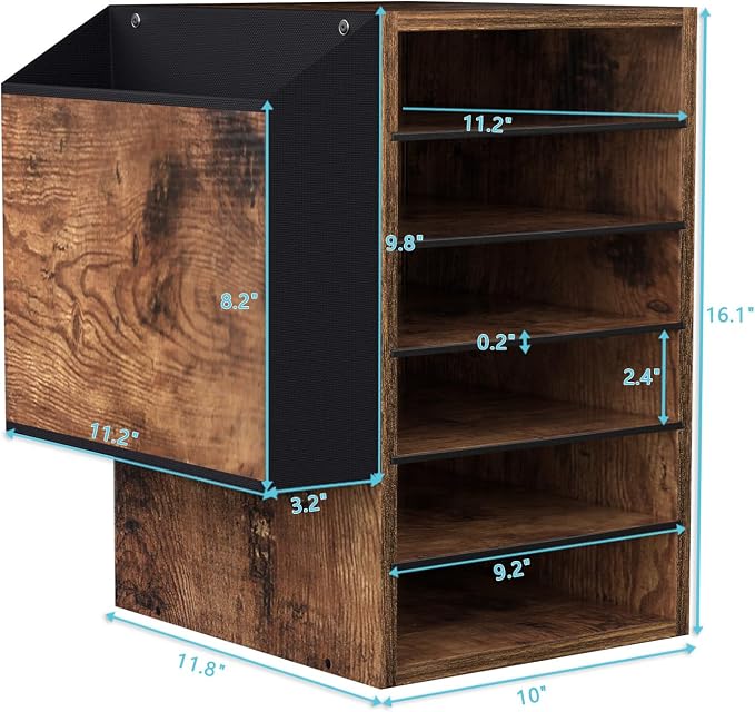 Unionly 6 Tier Adjustable Mail Sorter,Wood Paper Organizer for Class,Office | Office Mailbox with name slot,Literature Organizer with side pocket,Wooden File Storage Organizer for school,classroom,office - Image 5