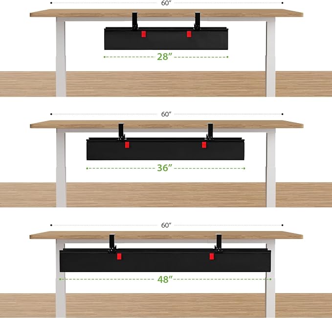 KEEGH Large No Drill Under Desk Cable Management Tray 36 in, Black | Clamp/Screw Mount, Supports Up to 70lbs, Fabric Wire Management Gaming/PC Cable Raceways, Cord Hiders for Office/Home - Image 8