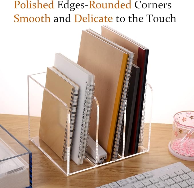 Magazine Holder, Clear Acrylic Magazine Rack, File Organizer for Office Desk, Book Organizer,-One-Piece-3 Vertical spaces,1 pack (B5)…… - Image 6