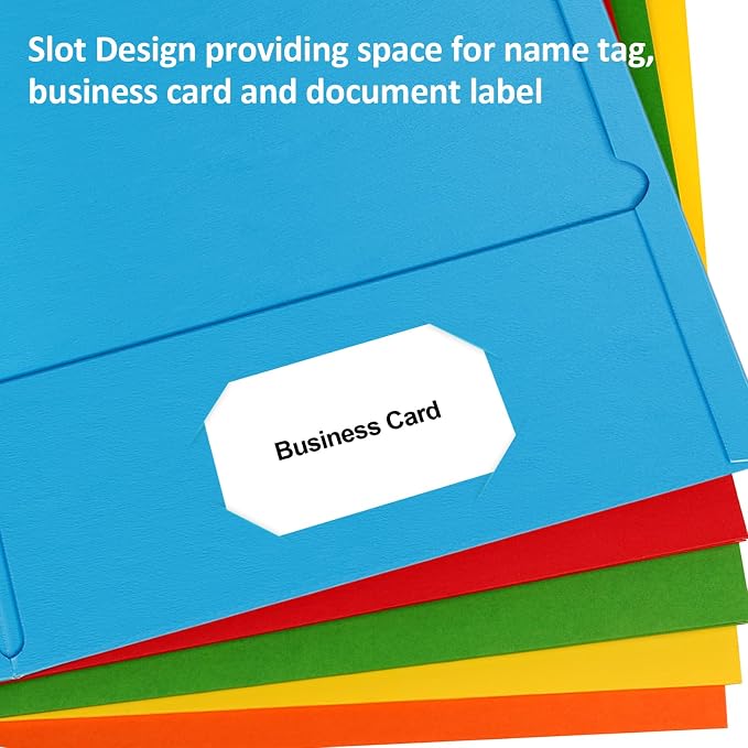 HABGP 2 Pocket Folders, 100 Pack, Paper File Folders with Pockets, 5 Colors | Two Pocket Folders, Fit Letter Size Paper, Colored, for School, Office, Home, Business - Image 3