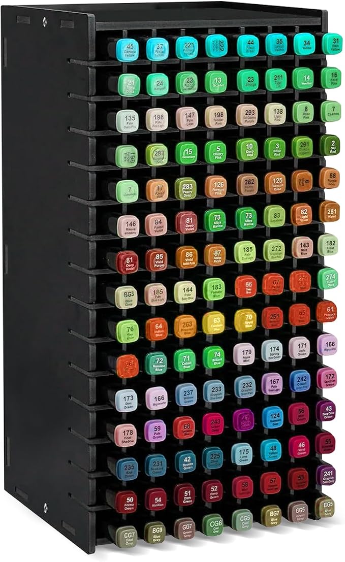 Marker Organizer,120 Slots Marker Storage with Divider,Black | Marker Holder,Adjustable Marker Rack for Pens,Colored Pencils,Art Brushes,Home Office Art Room and Classroom Desk Organizer by Yrangee