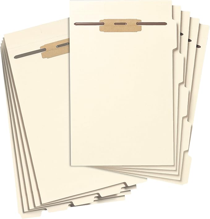 Smead Stackable Folder Divider with Fastener, Bottom 1/5-Cut Tab, Legal Size, Manila, 50 per Box (35650) by SMEAD